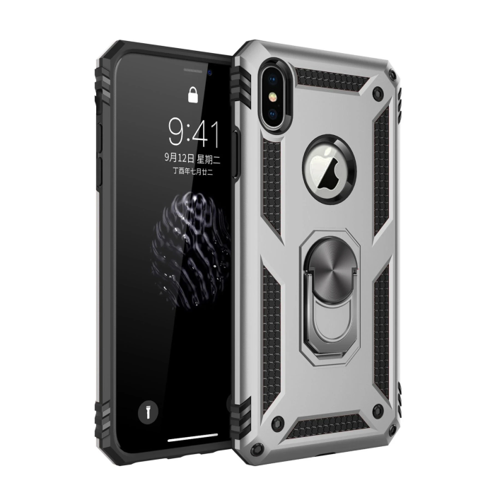 BFS  iPhone XS Max Kılıf Sofya Yüzüklü Silikon Kapak - Gümüş