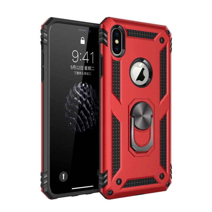 BFS  iPhone XS Max Kılıf Sofya Yüzüklü Silikon Kapak - Kırmızı