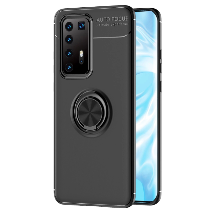 BFS  Huawei P40 Pro Kılıf Range Yüzüklü Silikon - Siyah