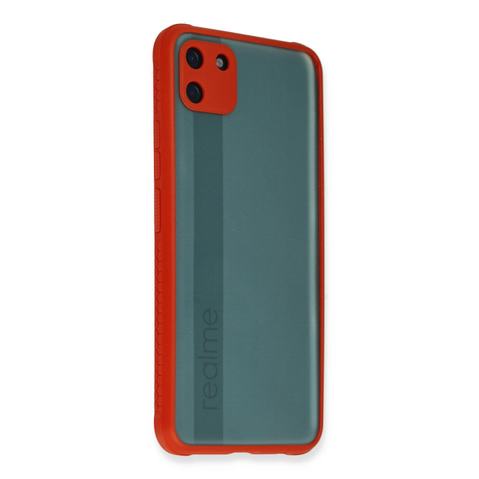 BFS  Realme C11 Kılıf Miami Şeffaf Silikon - Kırmızı