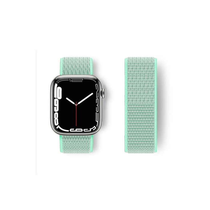 BFS  Apple Watch 42mm Hasırlı Cırtcırtlı Kordon - Turkuaz