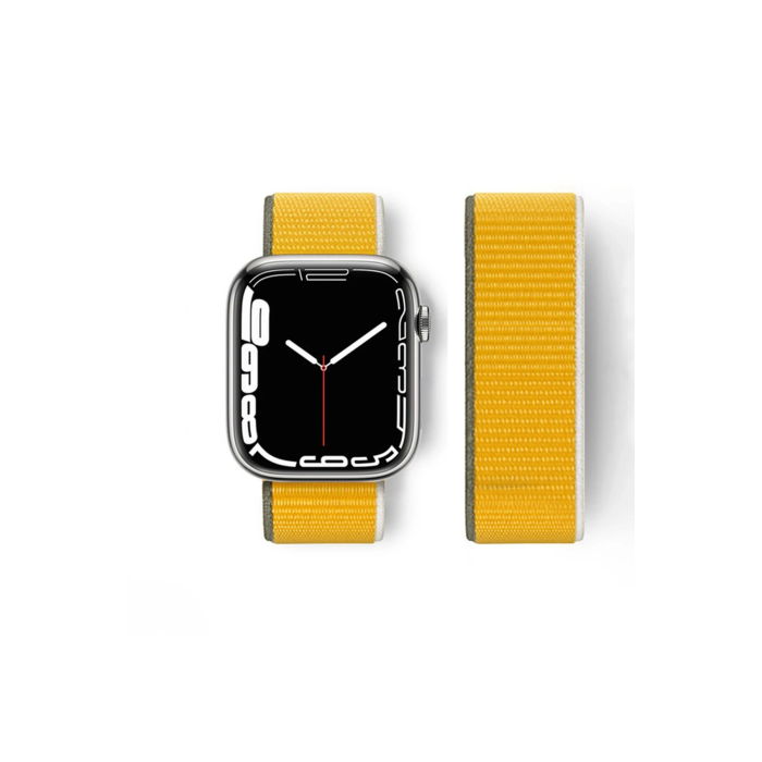 BFS  Apple Watch 42mm Hasırlı Cırtcırtlı Kordon - Sarı