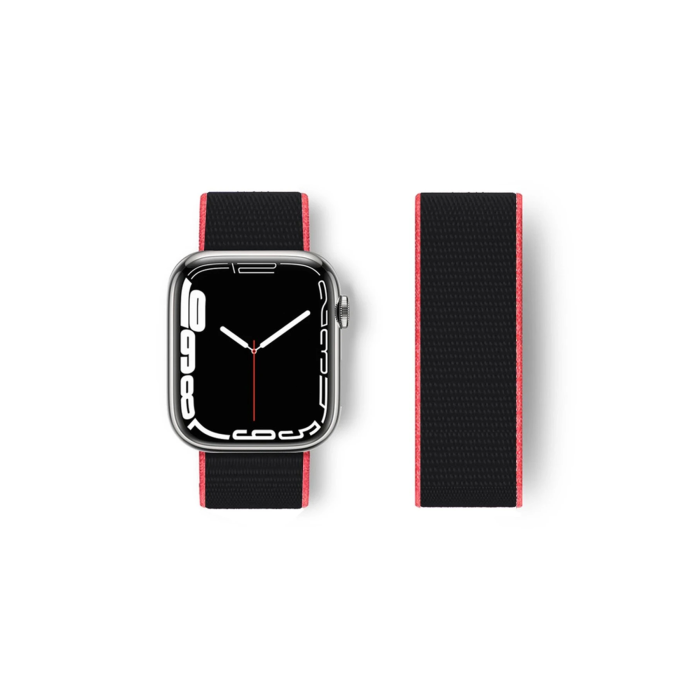 BFS  Apple Watch 38mm Hasırlı Cırtcırtlı Kordon - Pembe-Siyah