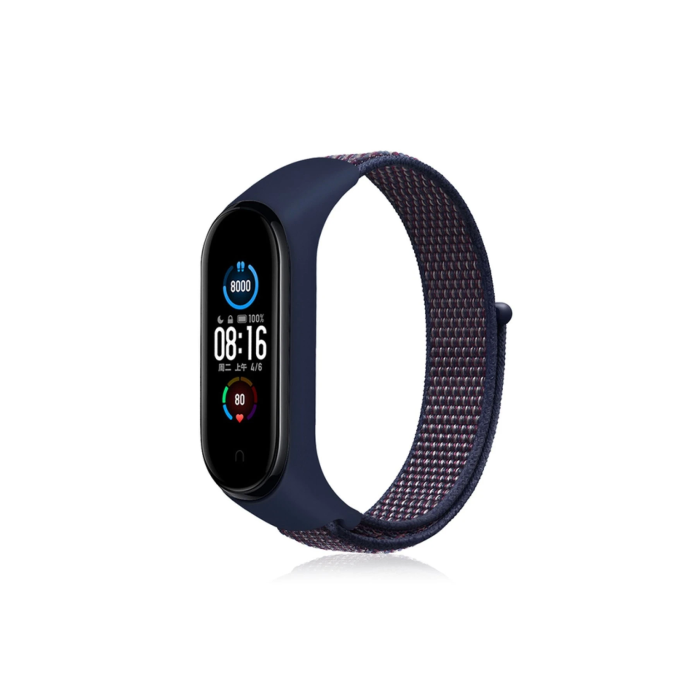 BFS  Xiaomi Mi Band 4 Hasırlı Cırtcırtlı Kordon - Lacivert-Mor