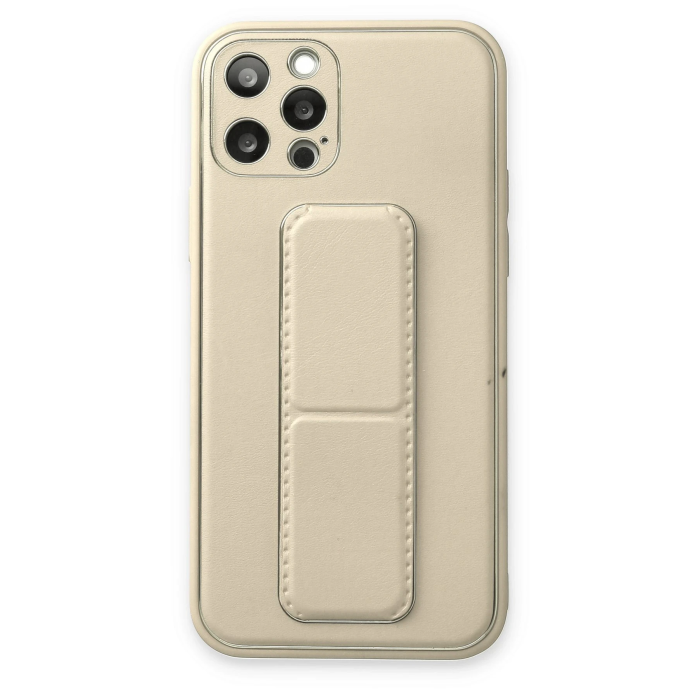 BFS  iPhone 12 Pro Kılıf Coco Deri Standlı Kapak - Beyaz
