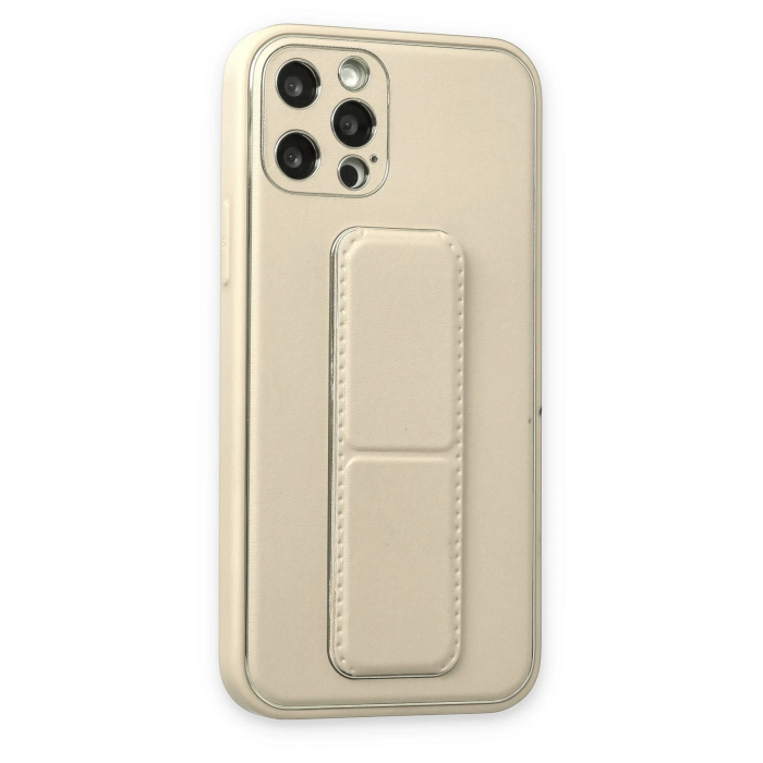BFS  iPhone 12 Pro Kılıf Coco Deri Standlı Kapak - Beyaz