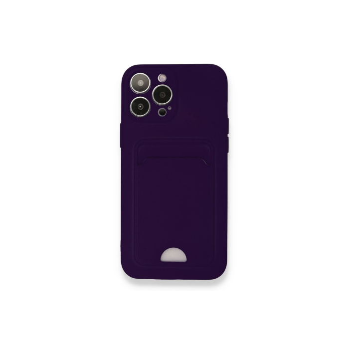 BFS  iPhone 12 Pro Max Kılıf Kelvin Kartvizitli Silikon - Derin Mor