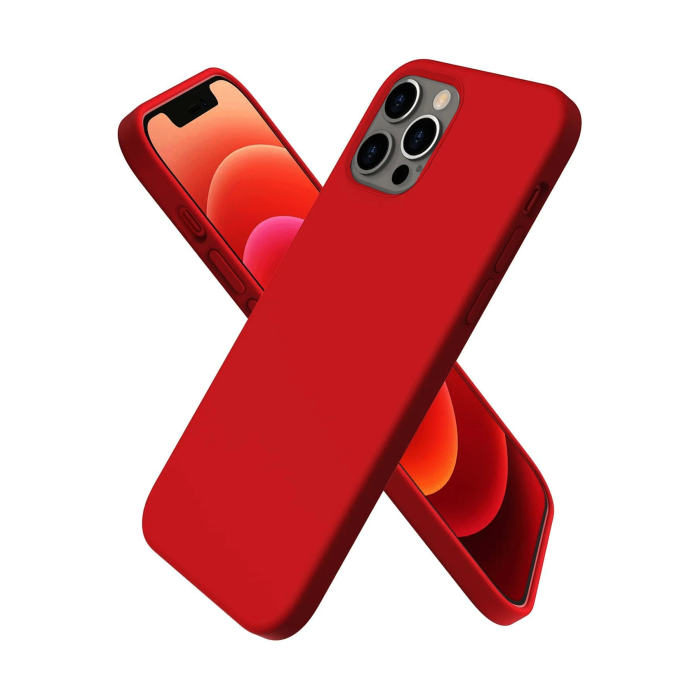 BFS  iPhone 12 Pro Max Kılıf First Silikon - Koyu Kırmızı