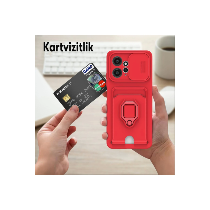 BFS  Xiaomi Redmi Note 12 4G Kılıf Zuma Kartvizitli Yüzüklü Silikon - Pembe