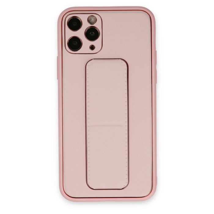 BFS  iPhone 11 Pro Kılıf Coco Deri Standlı Kapak - Pembe