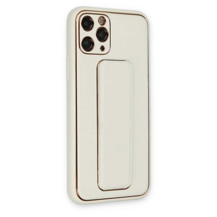 BFS  iPhone 11 Pro Kılıf Coco Deri Standlı Kapak - Beyaz