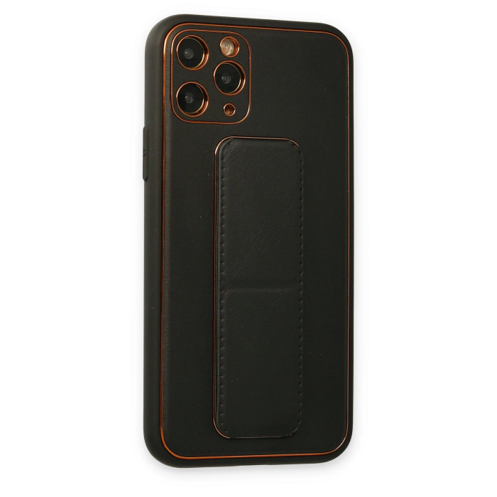 BFS  iPhone 11 Pro Kılıf Coco Deri Standlı Kapak - Füme