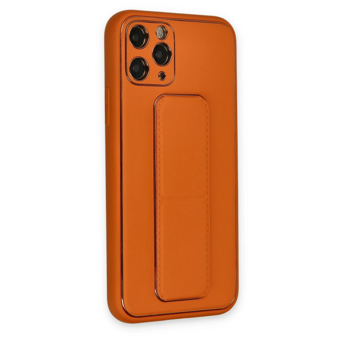 BFS  iPhone 11 Pro Kılıf Coco Deri Standlı Kapak - Turuncu