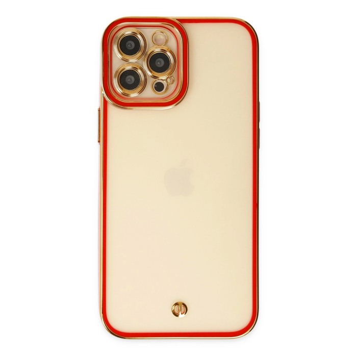 BFS  iPhone 12 Pro Max Kılıf Liva Lens Silikon - Kırmızı
