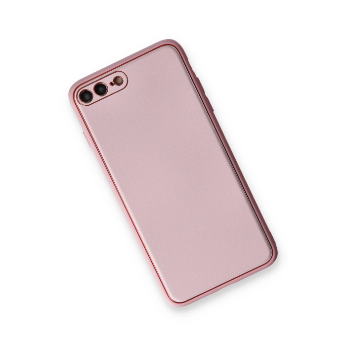 BFS  iPhone 7 Plus Kılıf Coco Deri Silikon Kapak - Pudra
