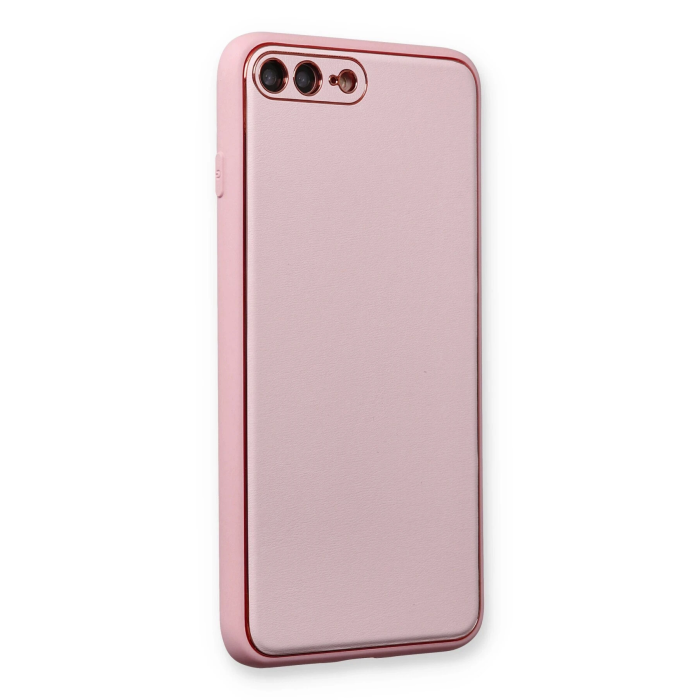 BFS  iPhone 7 Plus Kılıf Coco Deri Silikon Kapak - Pudra