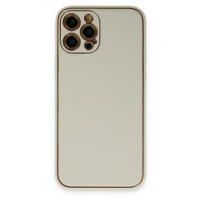 BFS  iPhone 12 Pro Kılıf Coco Deri Silikon Kapak - Beyaz