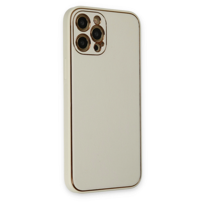 BFS  iPhone 12 Pro Kılıf Coco Deri Silikon Kapak - Beyaz