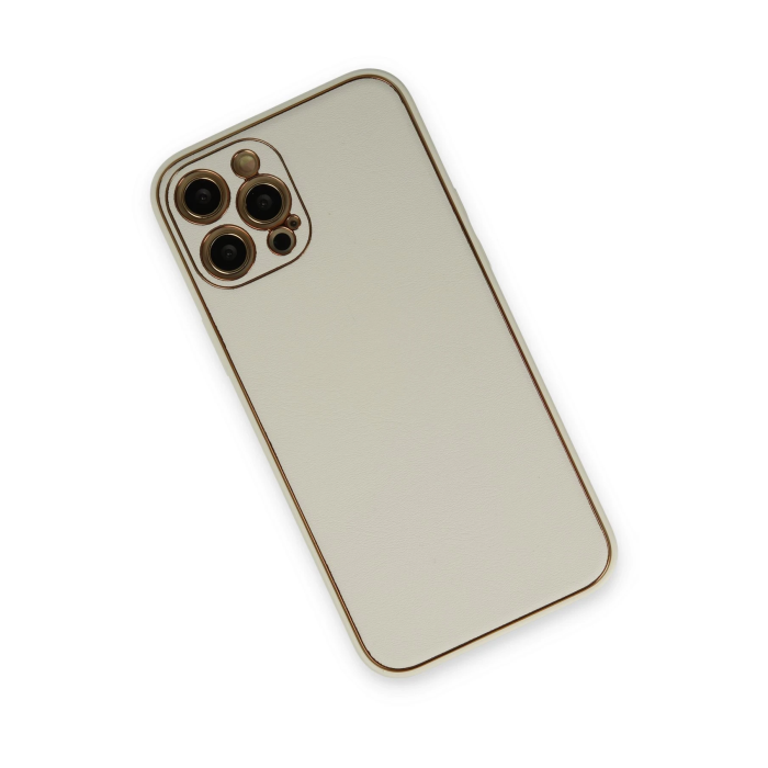 BFS  iPhone 12 Pro Kılıf Coco Deri Silikon Kapak - Beyaz