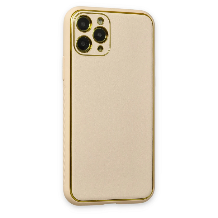BFS  iPhone 11 Pro Kılıf Coco Deri Silikon Kapak - Gold