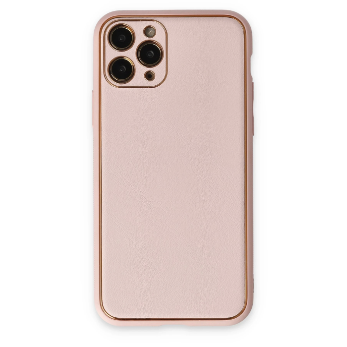 BFS  iPhone 11 Pro Kılıf Coco Deri Silikon Kapak - Pudra