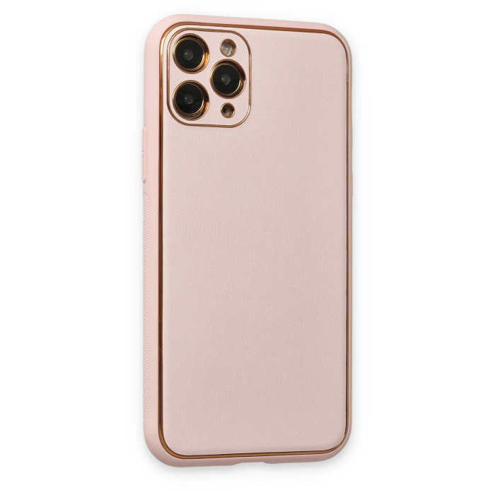 BFS  iPhone 11 Pro Kılıf Coco Deri Silikon Kapak - Pudra