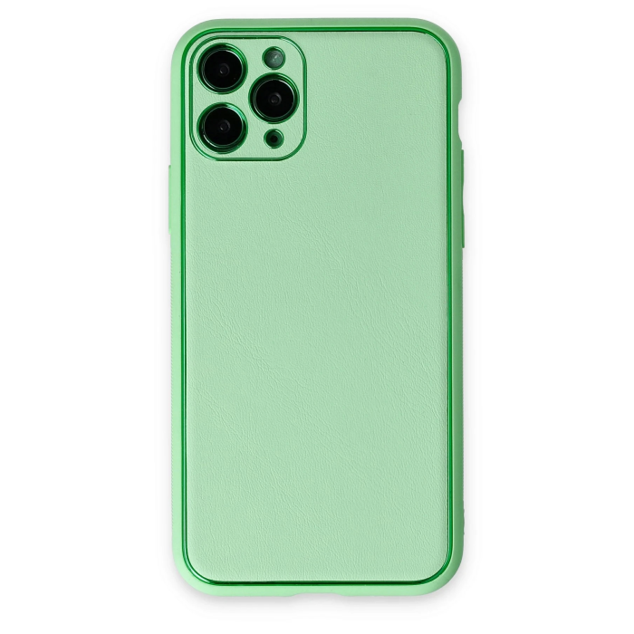 BFS  iPhone 11 Pro Kılıf Coco Deri Silikon Kapak - Açık Yeşil