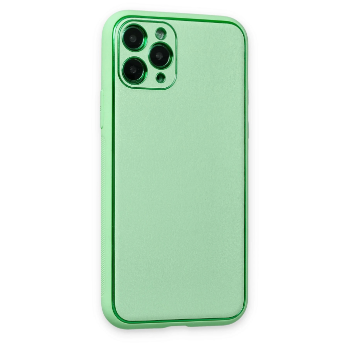 BFS  iPhone 11 Pro Kılıf Coco Deri Silikon Kapak - Açık Yeşil