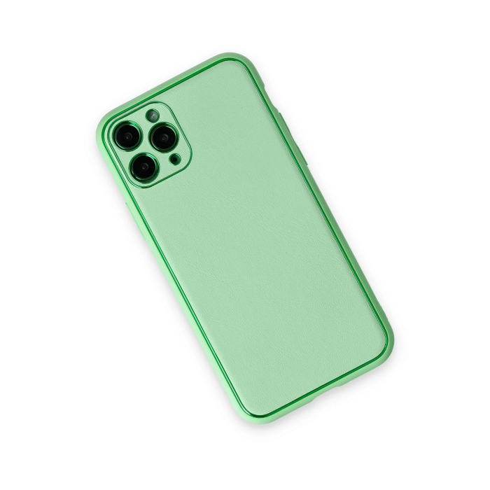 BFS  iPhone 11 Pro Kılıf Coco Deri Silikon Kapak - Açık Yeşil