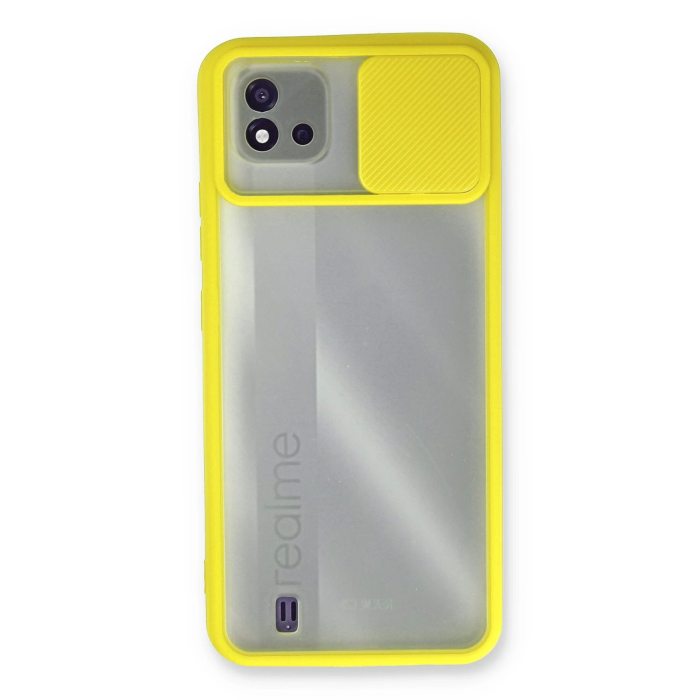 BFS  Realme C11 2021 Kılıf Palm Buzlu Kamera Sürgülü Silikon - Sarı
