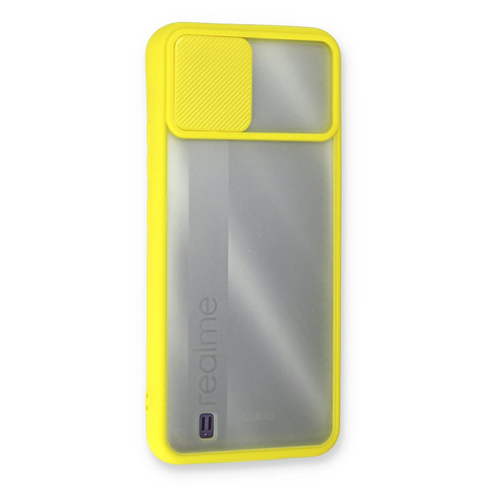 BFS  Realme C11 2021 Kılıf Palm Buzlu Kamera Sürgülü Silikon - Sarı