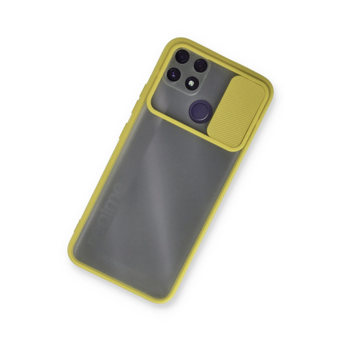BFS  Realme C25 Kılıf Palm Buzlu Kamera Sürgülü Silikon - Sarı