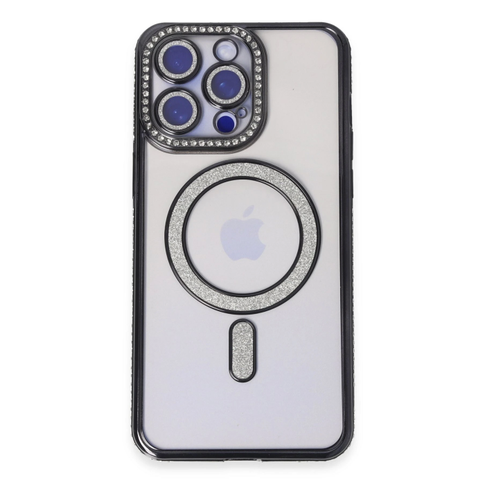 BFS  iPhone 14 Pro Kılıf Joke Simli Magneticsafe Kılıf - Siyah