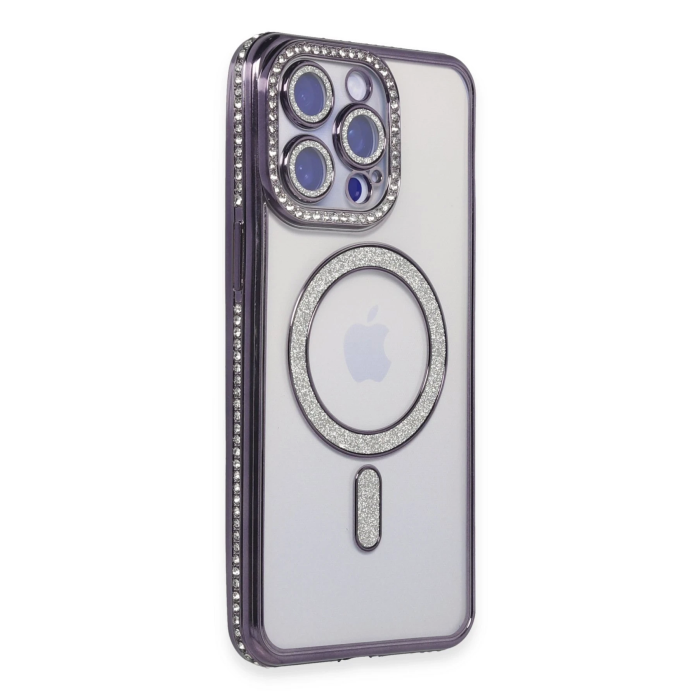 BFS  iPhone 14 Pro Kılıf Joke Simli Magneticsafe Kılıf - Derin Mor