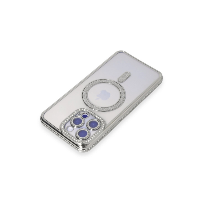 BFS  iPhone 14 Pro Kılıf Joke Simli Magneticsafe Kılıf - Gümüş
