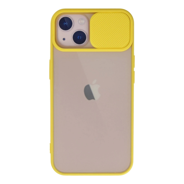BFS  iPhone 13 Kılıf Palm Buzlu Kamera Sürgülü Silikon - Sarı