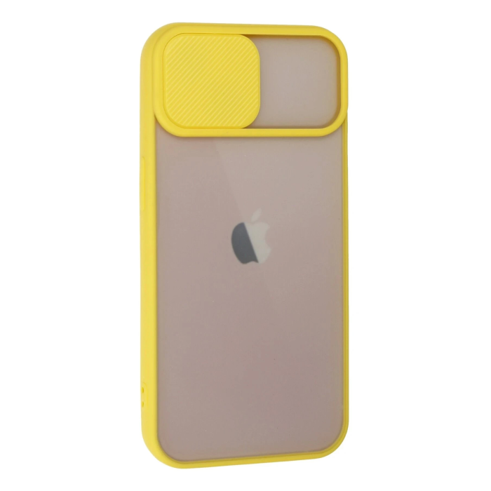 BFS  iPhone 13 Kılıf Palm Buzlu Kamera Sürgülü Silikon - Sarı