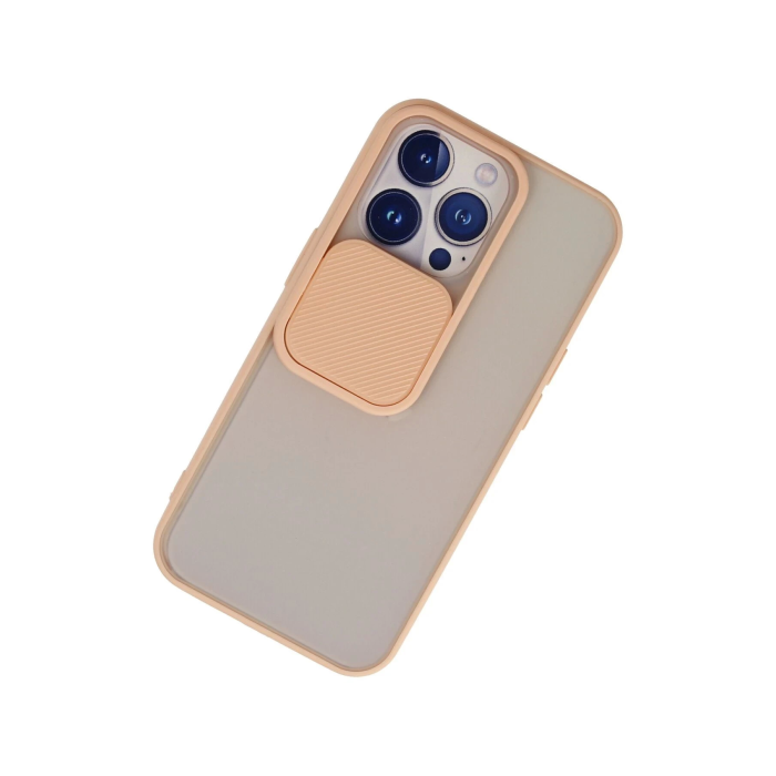 BFS  iPhone 13 Pro Kılıf Palm Buzlu Kamera Sürgülü Silikon - Pembe