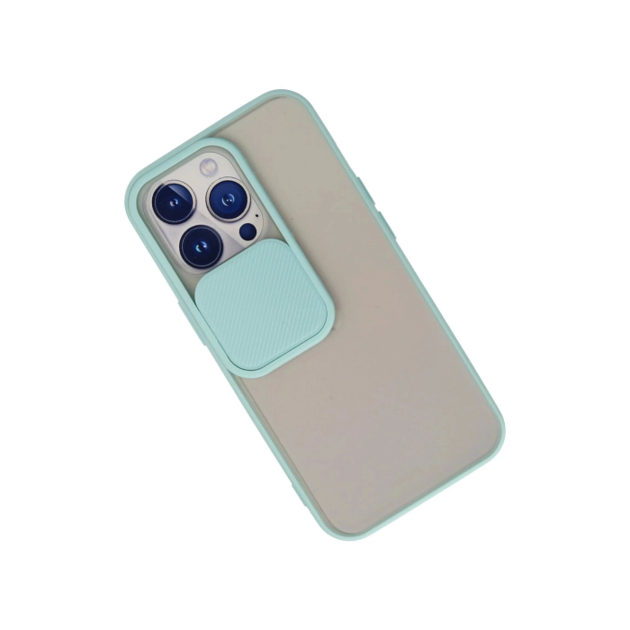 BFS  iPhone 13 Pro Kılıf Palm Buzlu Kamera Sürgülü Silikon - Turkuaz