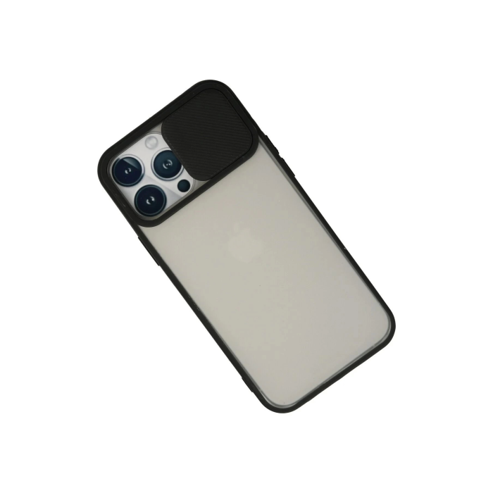 BFS  iPhone 13 Pro Max Kılıf Palm Buzlu Kamera Sürgülü Silikon - Siyah