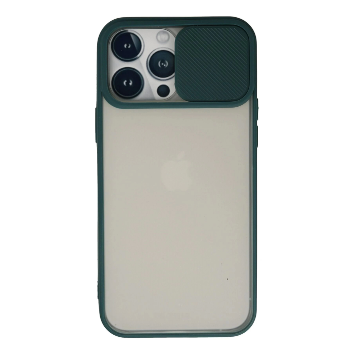 BFS  iPhone 13 Pro Max Kılıf Palm Buzlu Kamera Sürgülü Silikon - Yeşil