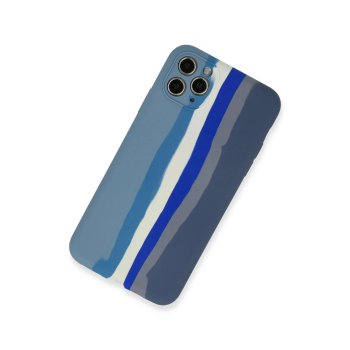 BFS  iPhone 11 Pro Kılıf Ebruli Lansman Silikon - Mavi-Gri