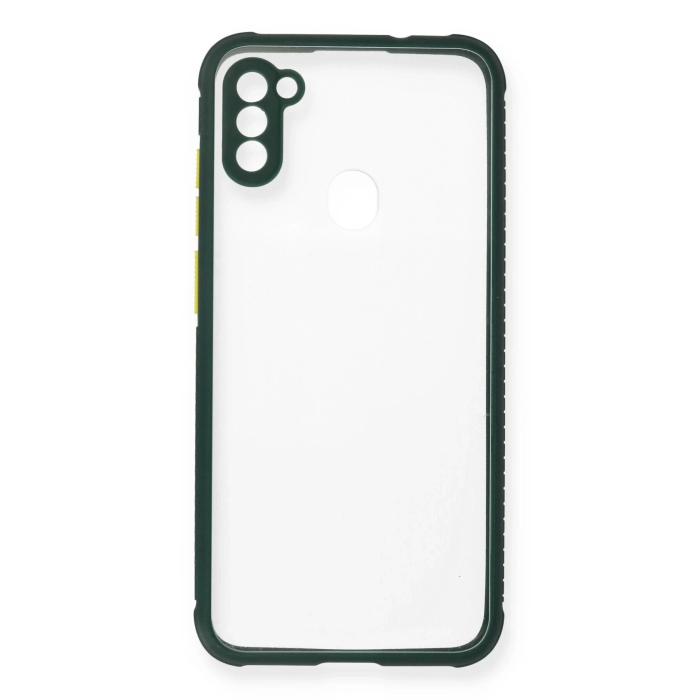BFS  Samsung Galaxy A11 Kılıf Miami Şeffaf Silikon - Koyu Yeşil