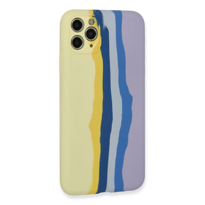 BFS  iPhone 11 Pro Kılıf Ebruli Lansman Silikon - Sarı-Lila