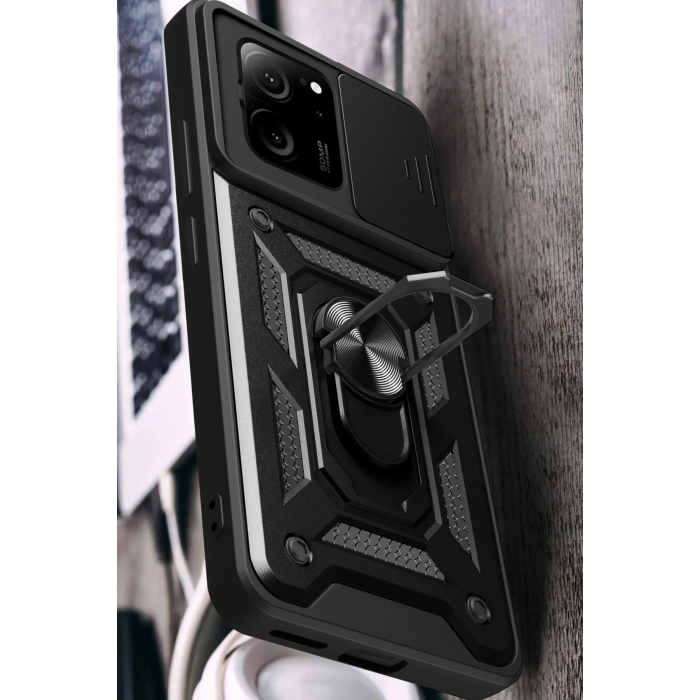 BFS  Xiaomi Mi 13T Pro Kılıf Pars Lens Yüzüklü Silikon - Kırmızı