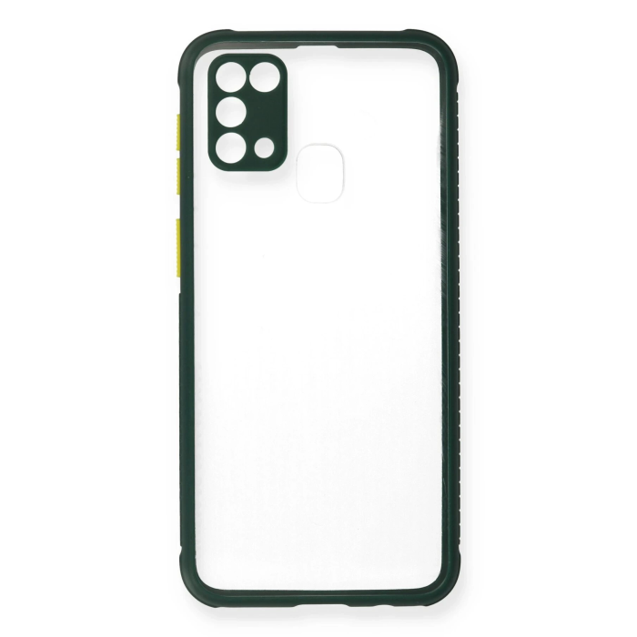 BFS  Samsung Galaxy M31 Kılıf Miami Şeffaf Silikon - Koyu Yeşil