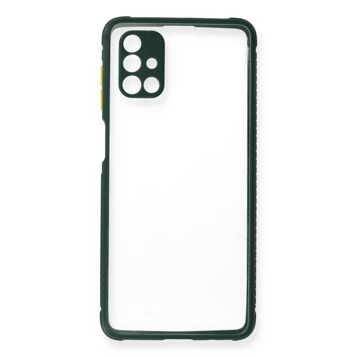 BFS  Samsung Galaxy M51 Kılıf Miami Şeffaf Silikon - Koyu Yeşil