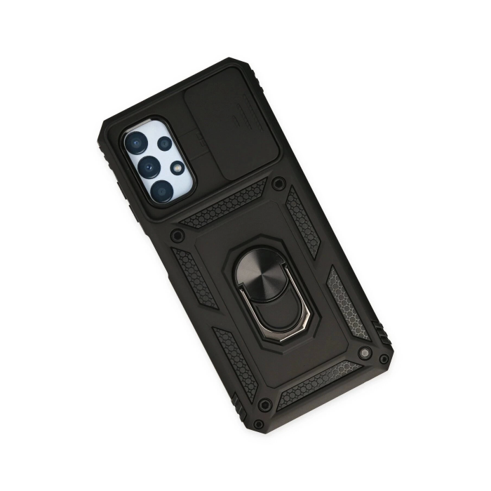 BFS  Samsung Galaxy A23 4G Kılıf Pars Lens Yüzüklü Silikon - Siyah