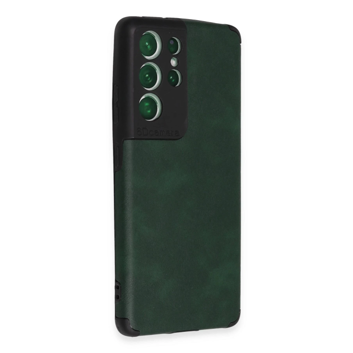 BFS  Samsung Galaxy S21 Ultra Kılıf Loop Deri Silikon - Yeşil