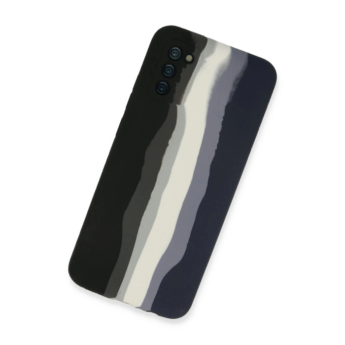 BFS  Samsung Galaxy A03S Kılıf Ebruli Lansman Silikon - Siyah-Lacivert